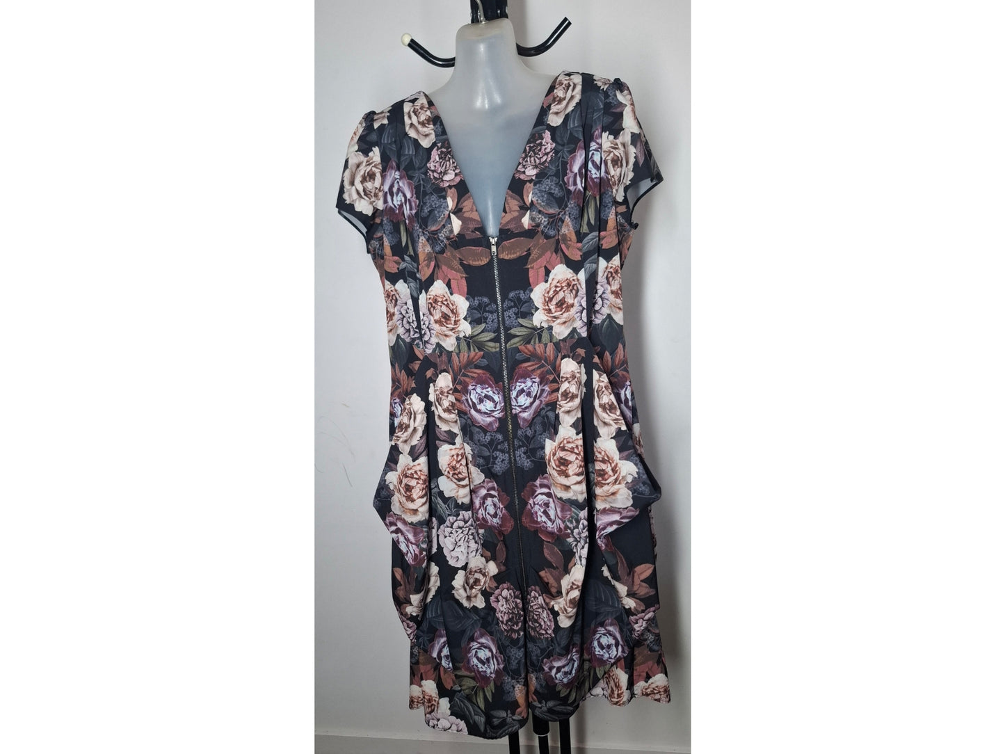 City Chic XS - Floral Zip Tunic Dress With Pockets