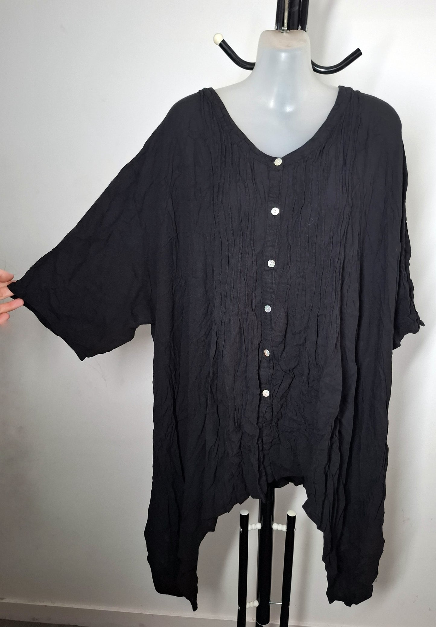 Size 26 - Black Button Up Top With Sleeves