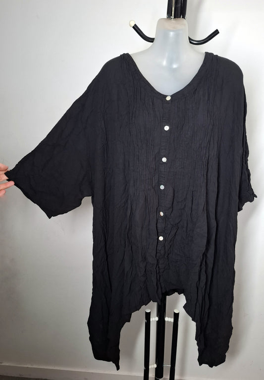 Size 26 - Black Button Up Top With Sleeves