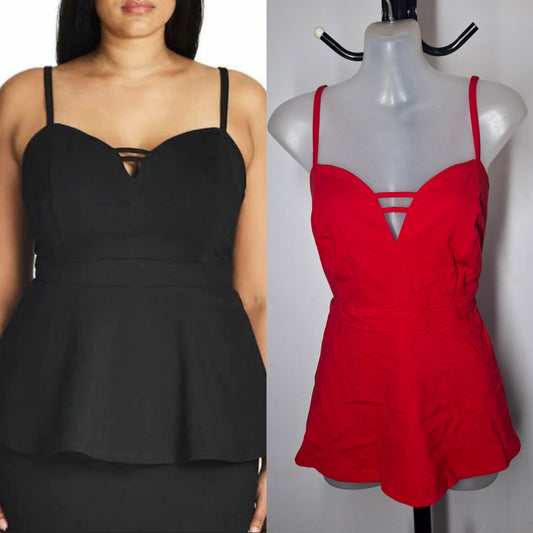 City Chic XS - RED Peplum Top