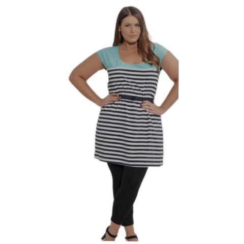 City Chic XS -  Striped Elastic Waist Tunic