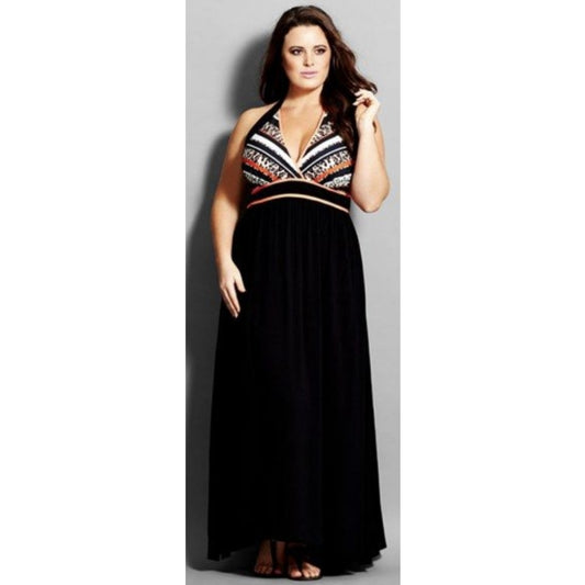 City Chic XS -  Leopard Print Halter Maxi Dress