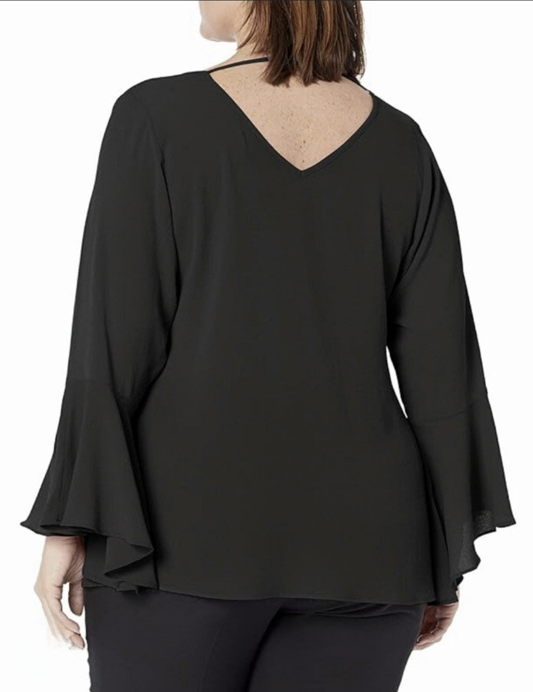 City Chic XL - Black Bell Sleeve Top