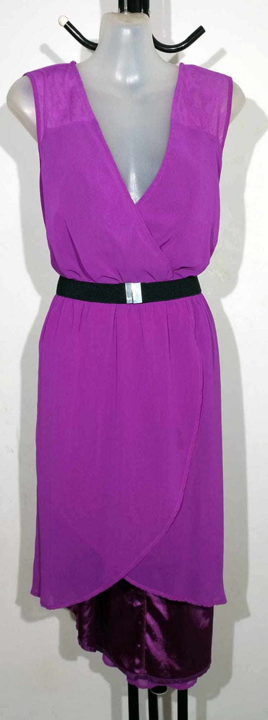 City Chic XS - Purple Hi-Lo Dress With Belt