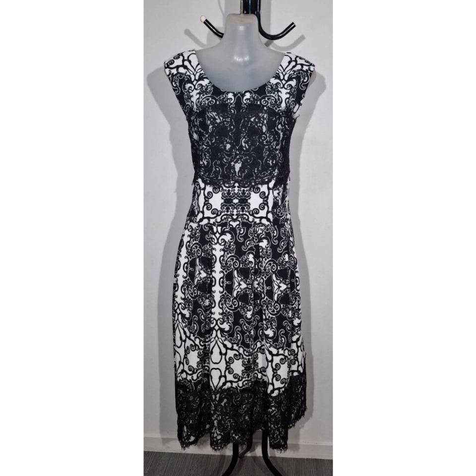 City Chic Medium - Black and White Lace Dress