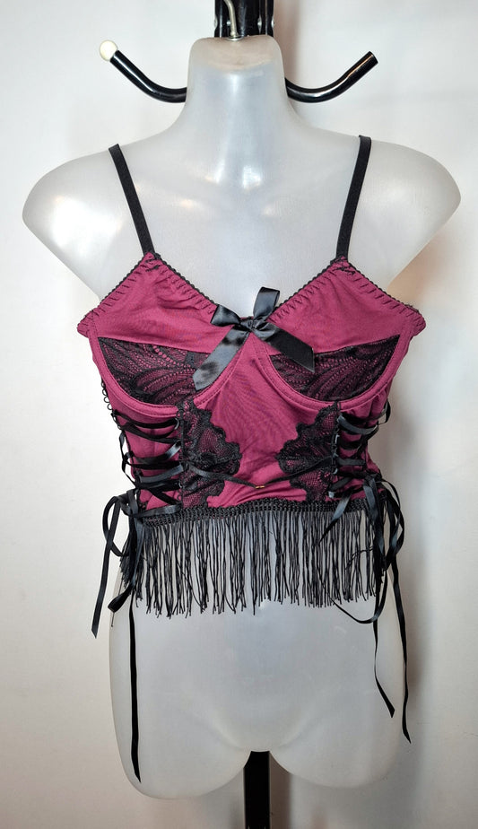 Size 8 - Lace Up Tassel Crop Top - Brand New