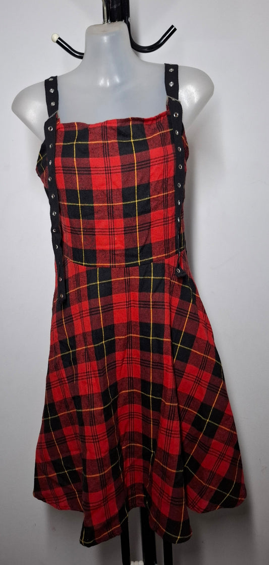 Size 12 - Red Tartan Fit & Flare Dress With Buckle Straps