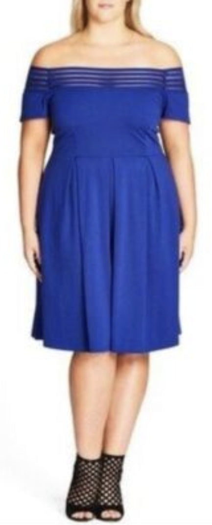 City Chic Medium - Blue Off Shoulder Dress