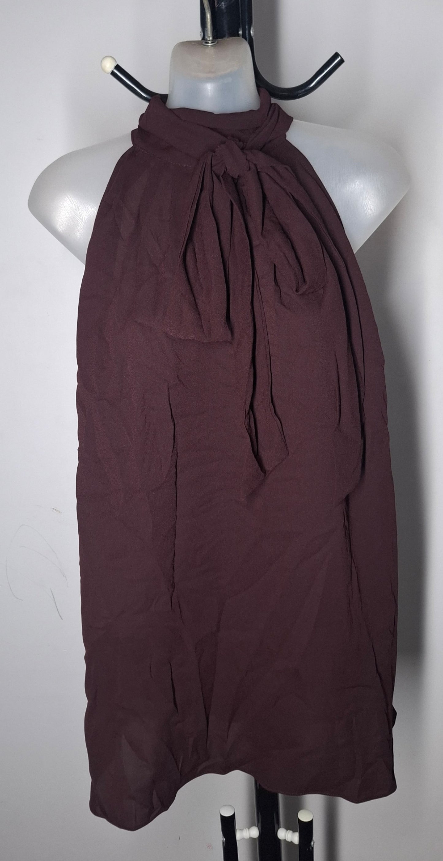 City Chic XL - Ox Blood Halter Tie Neck Top