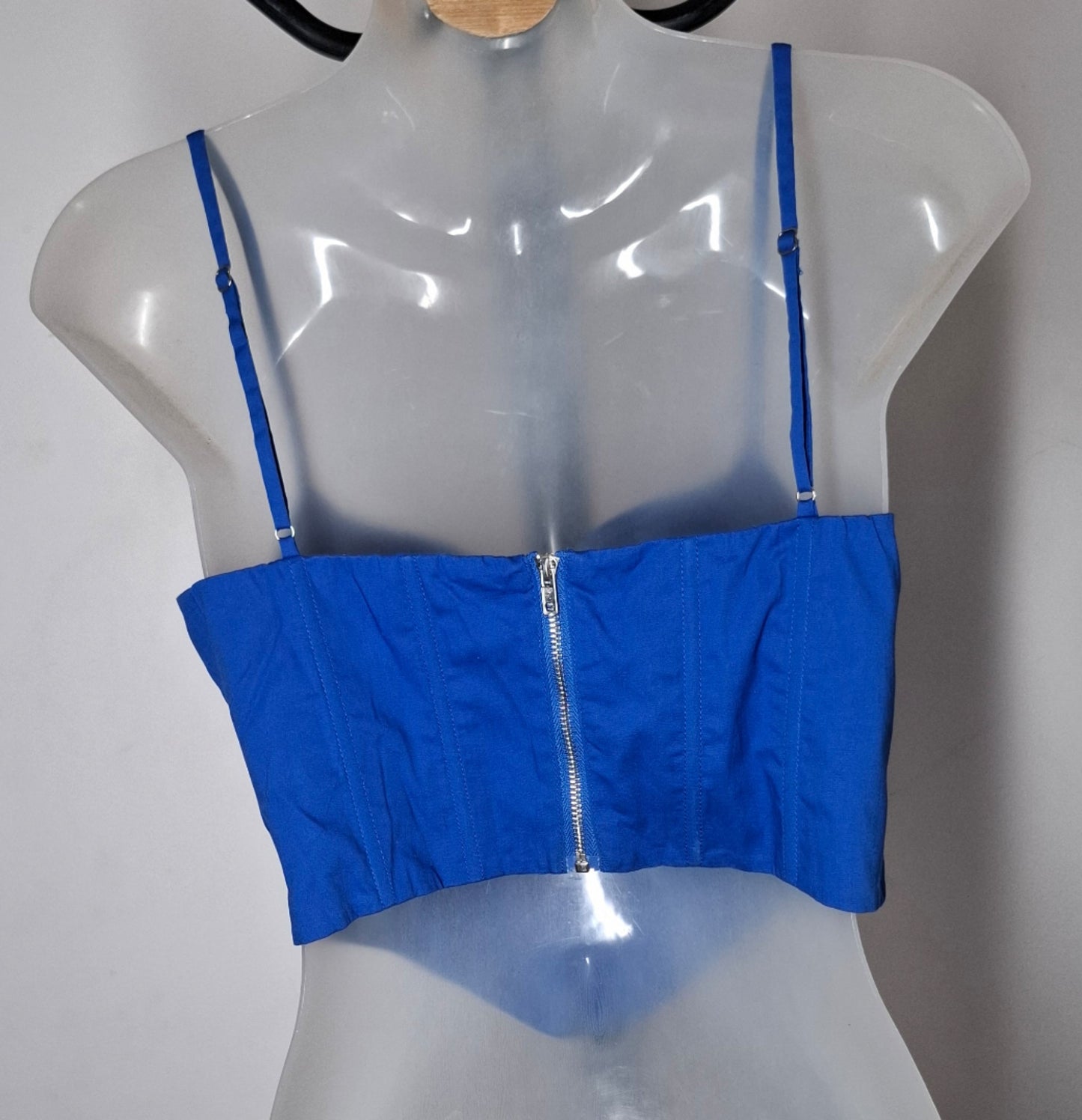 Size 10 - Blue Deep V Corset Crop Top