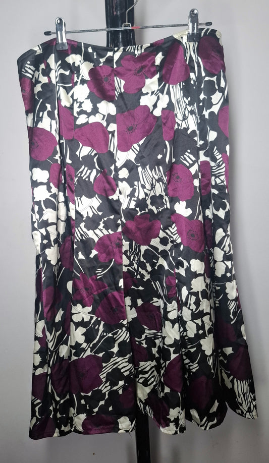 Size 12 - Purple & Black & White Floral Skirt