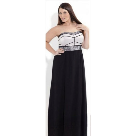 City Chic XL - Lace Strapless Maxi Dress