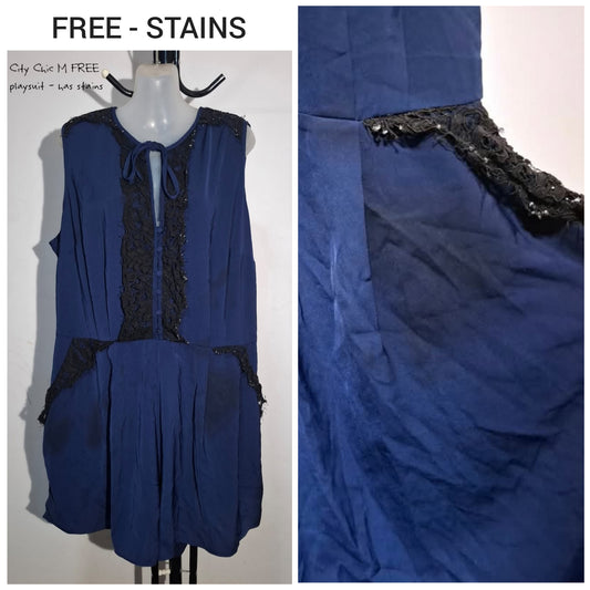City Chic Medium - Navy Playsuit FREE *Stain*