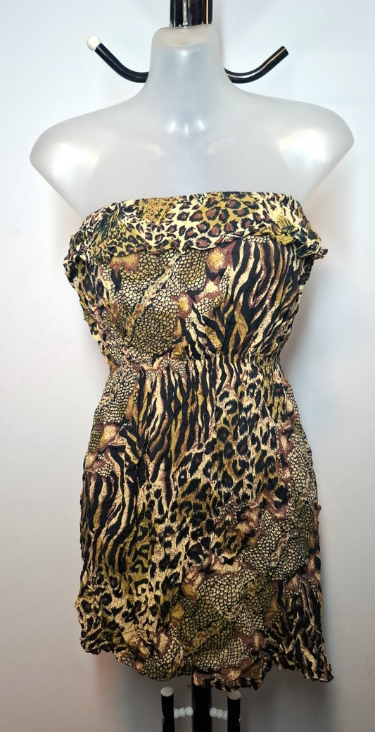 Size 8 - Strapless Leopard Print Dress