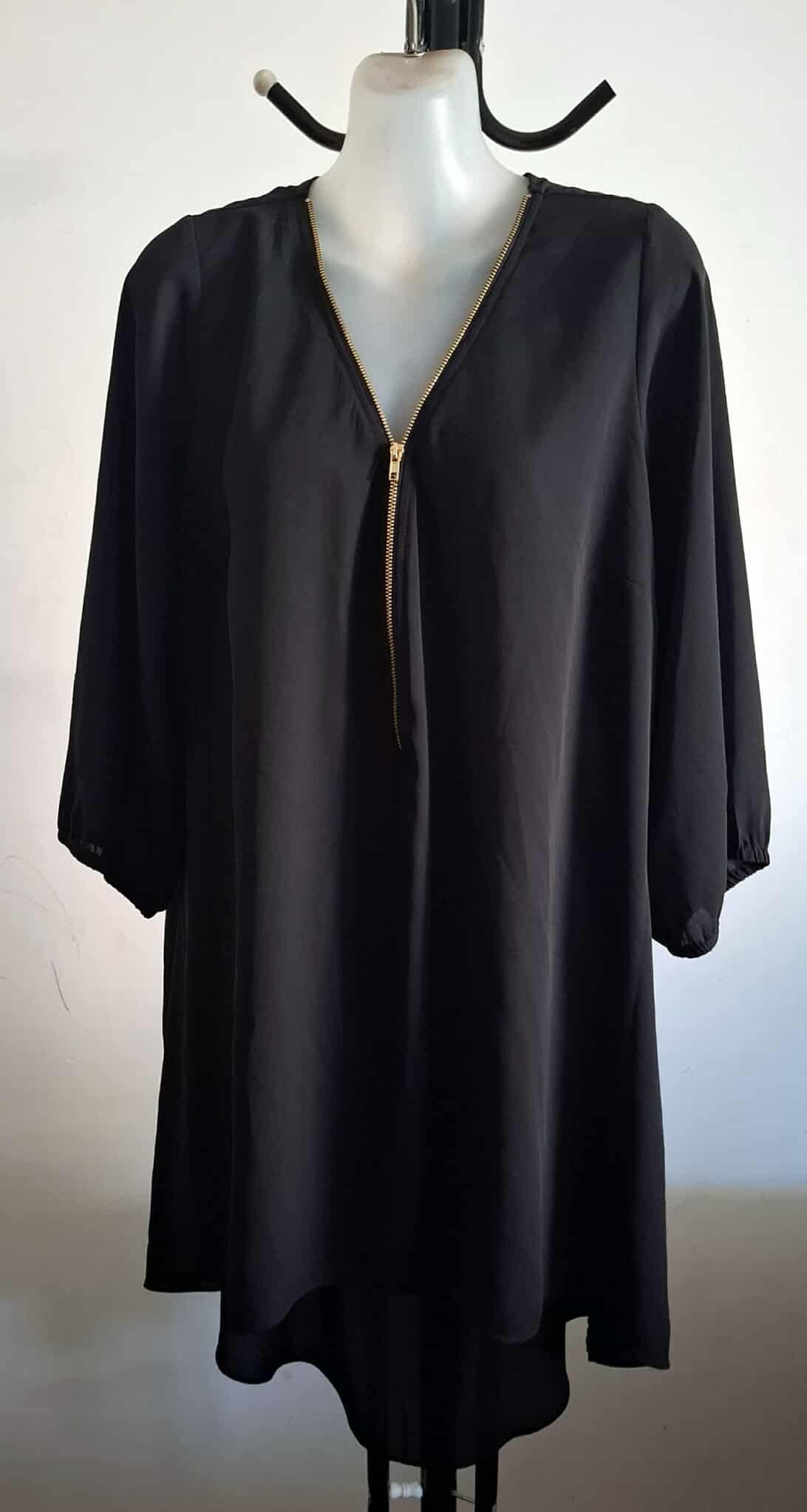 City Chic Small - Black Sexy Fling Zip Top With Sleeves