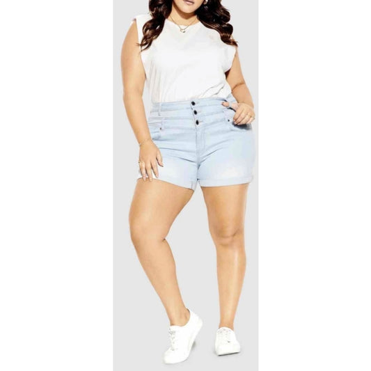 City Chic Large (20) - Stretchy High Rise Denim Shorts