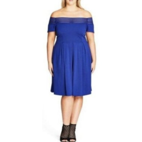 City Chic Medium - Blue Off Shoulder Dress