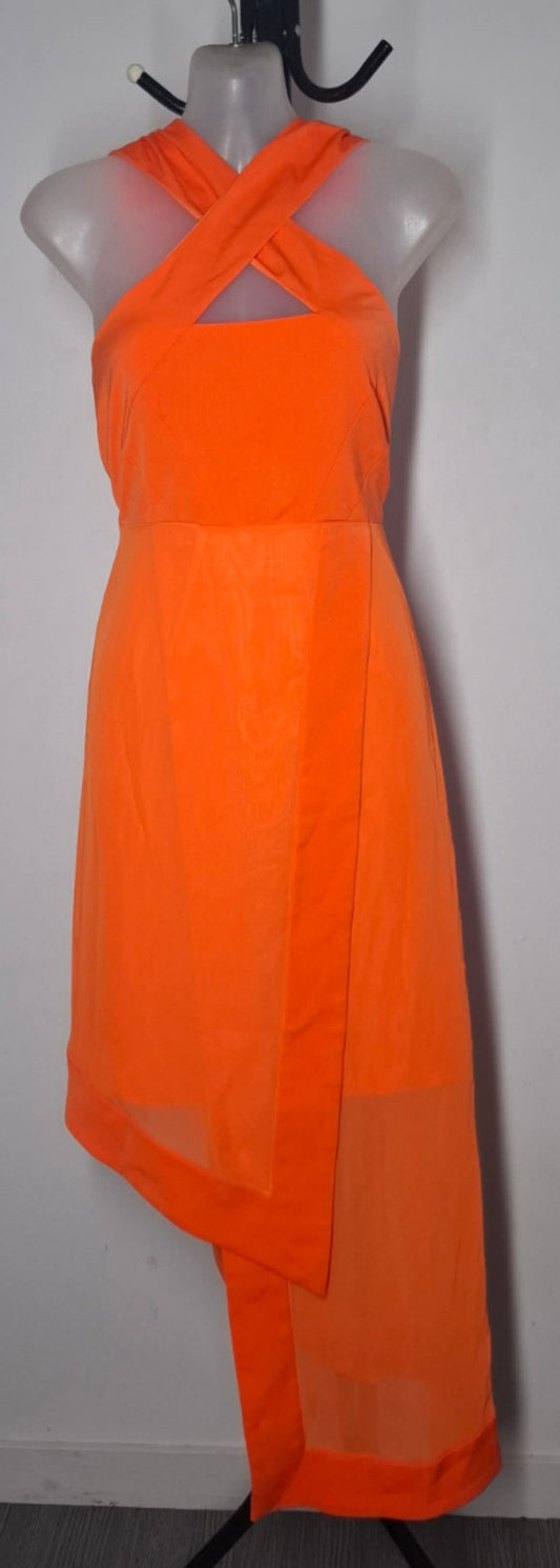 Size 14 - Orange Asymmetrical Criss-Cross Dress - Brand New With Tags
