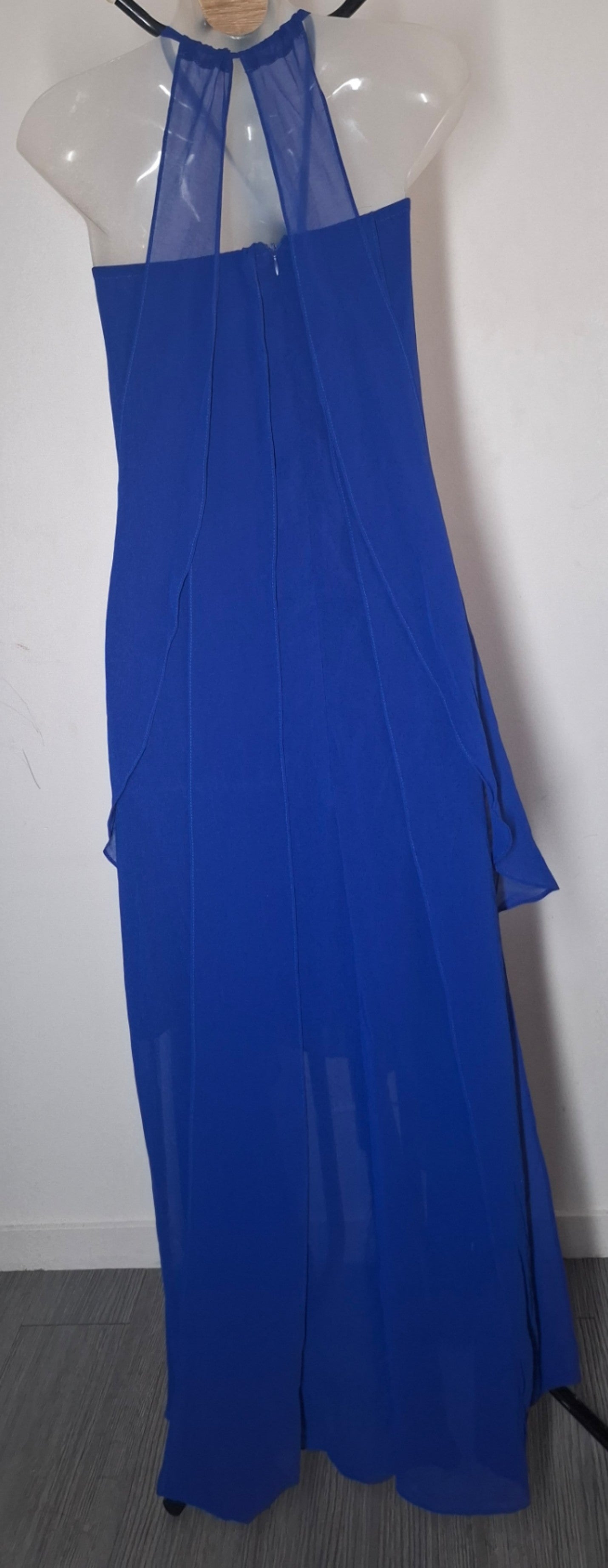 City Chic Medium - Blue Chiffon Overlay Hi-Lo Halter Dress