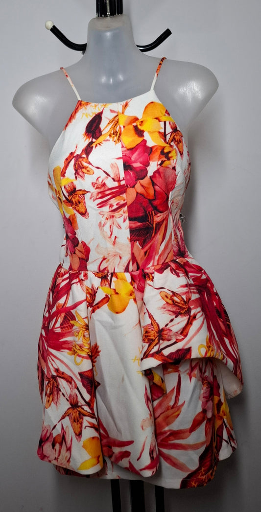 Size 12 - Floral Asymmetrical Peplum Dress