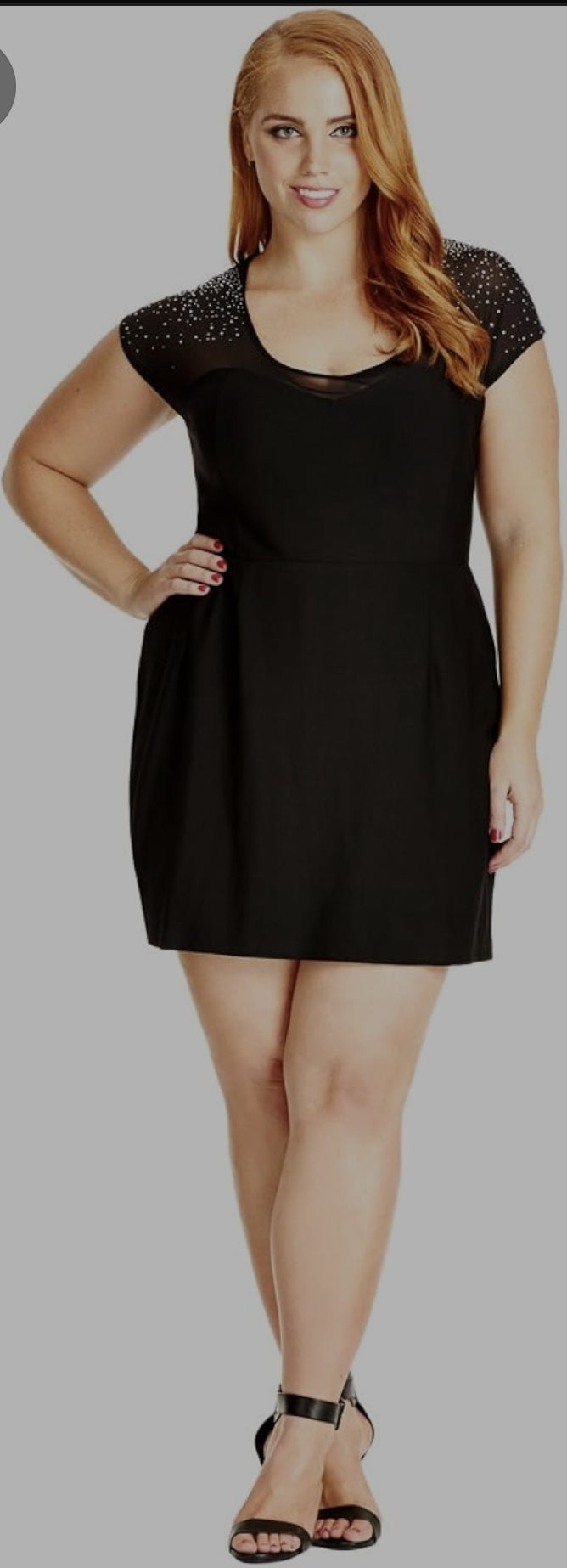 City Chic XS - Black Diamante Mesh Dress
