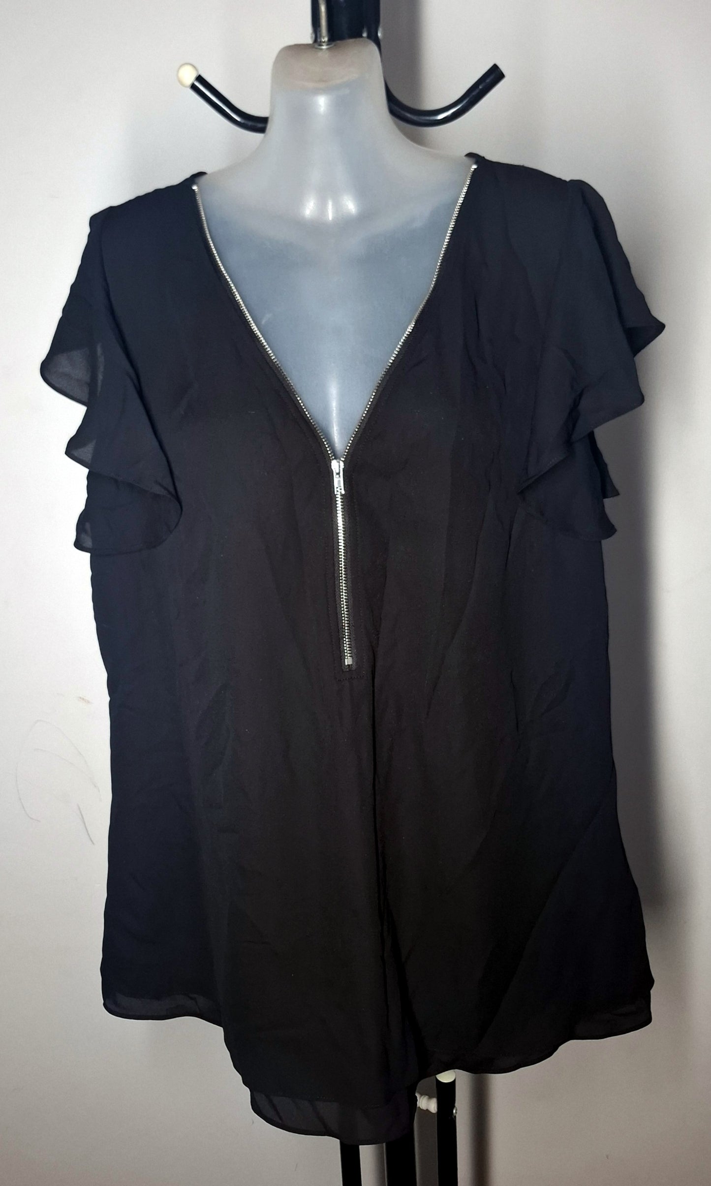 City Chic XS - Black Zip Fling Top