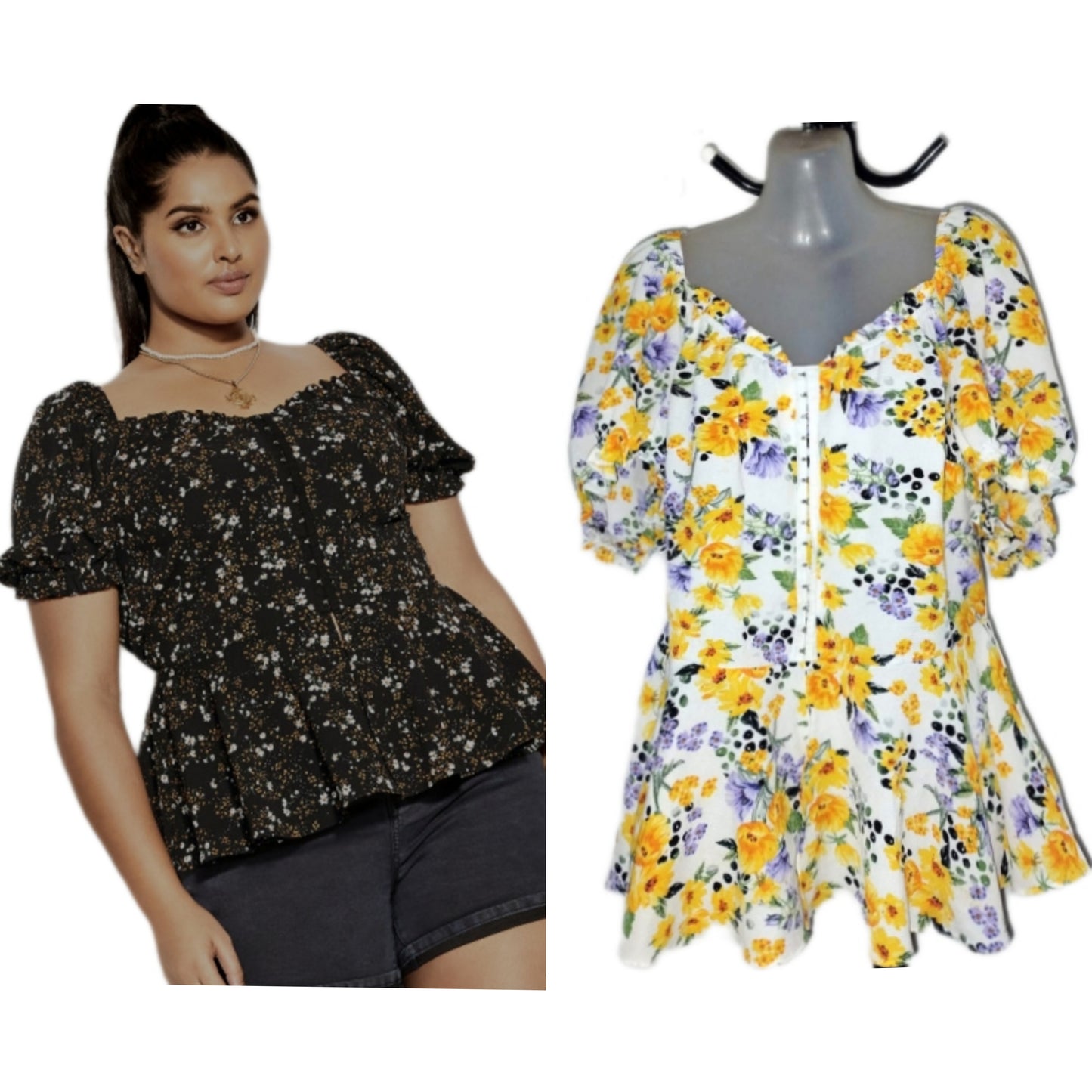 City Chic XS -  Floral Peplum Top