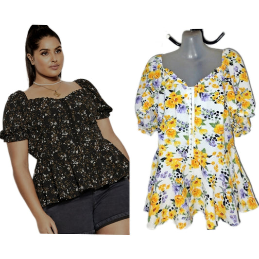 City Chic XS -  Floral Peplum Top