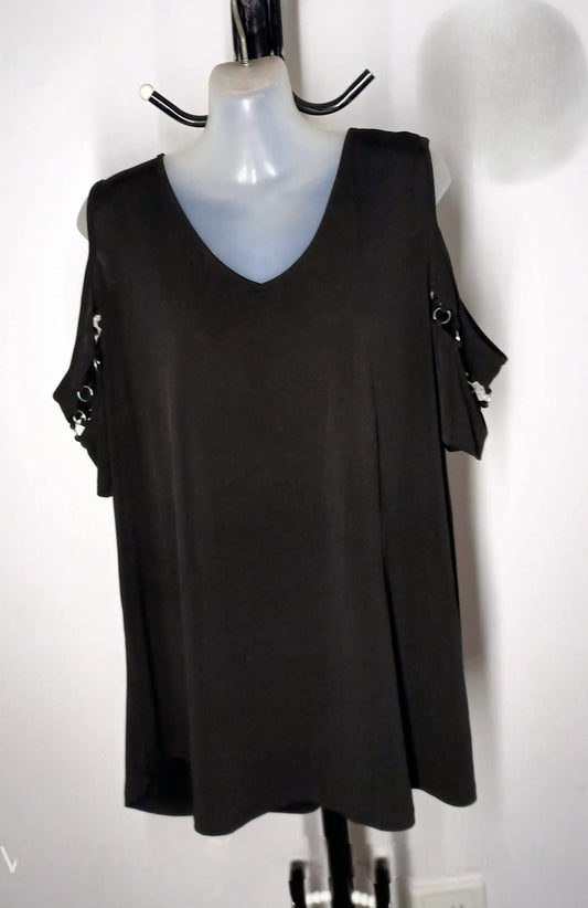 Size 16 - Black Cold Shoulder Top