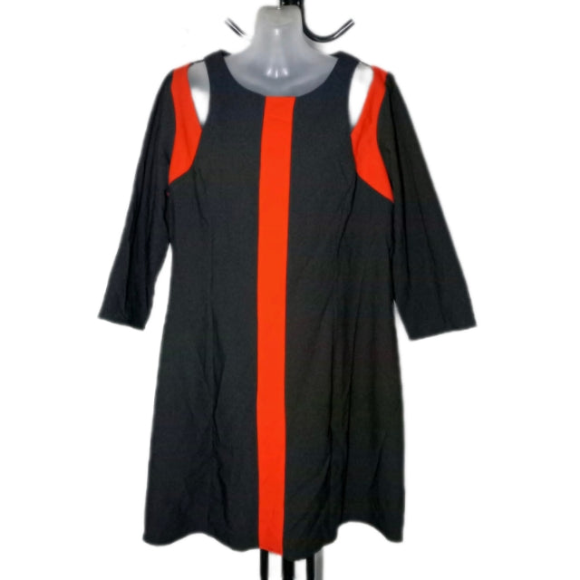 City Chic Small - Black And Orange Dress With Cut-Out Detail