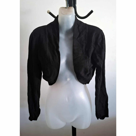 City Chic XS - Black Crop Cardigan Bolero Shrug