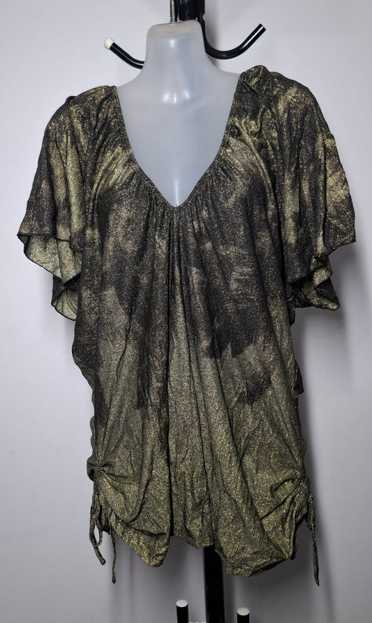 City Chic Medium - Black & Gold Glittery Top