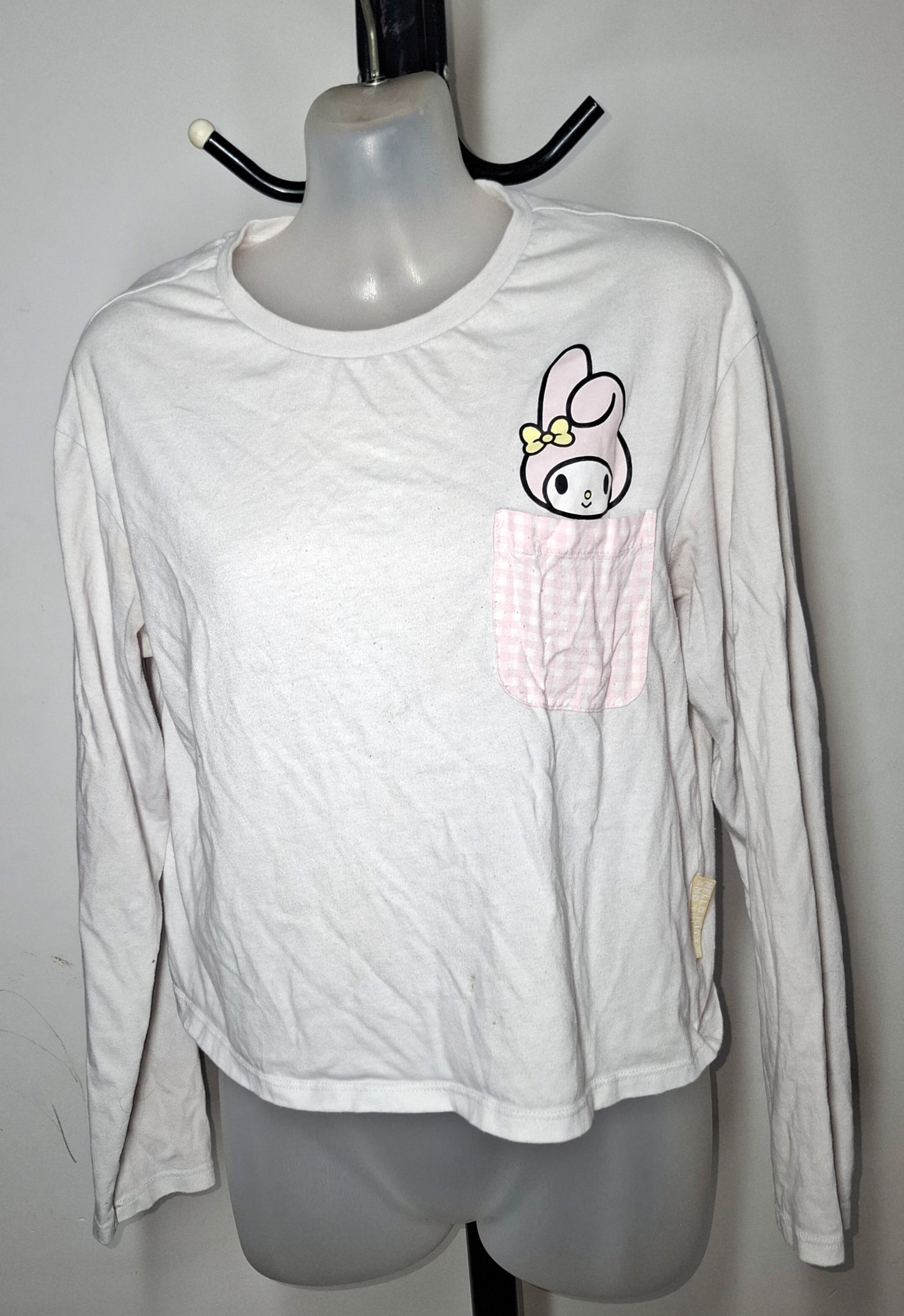Size 10 - White Hello Kitty Top With Long Sleeves And Pocket