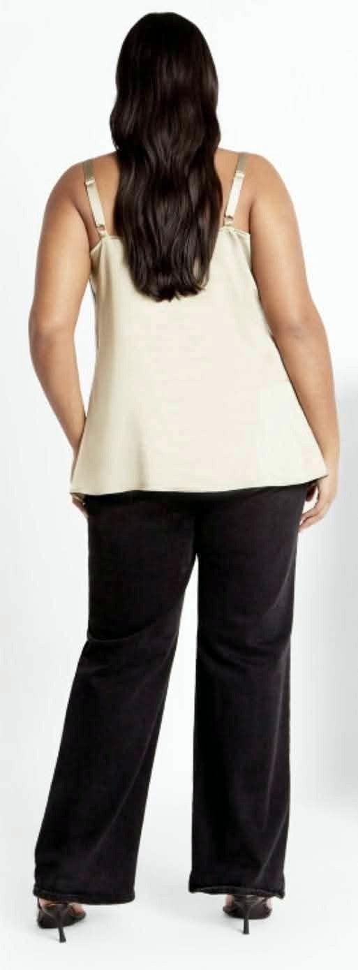 City Chic Medium - Satin Cowl Neck Cami Top With Adjustable Straps