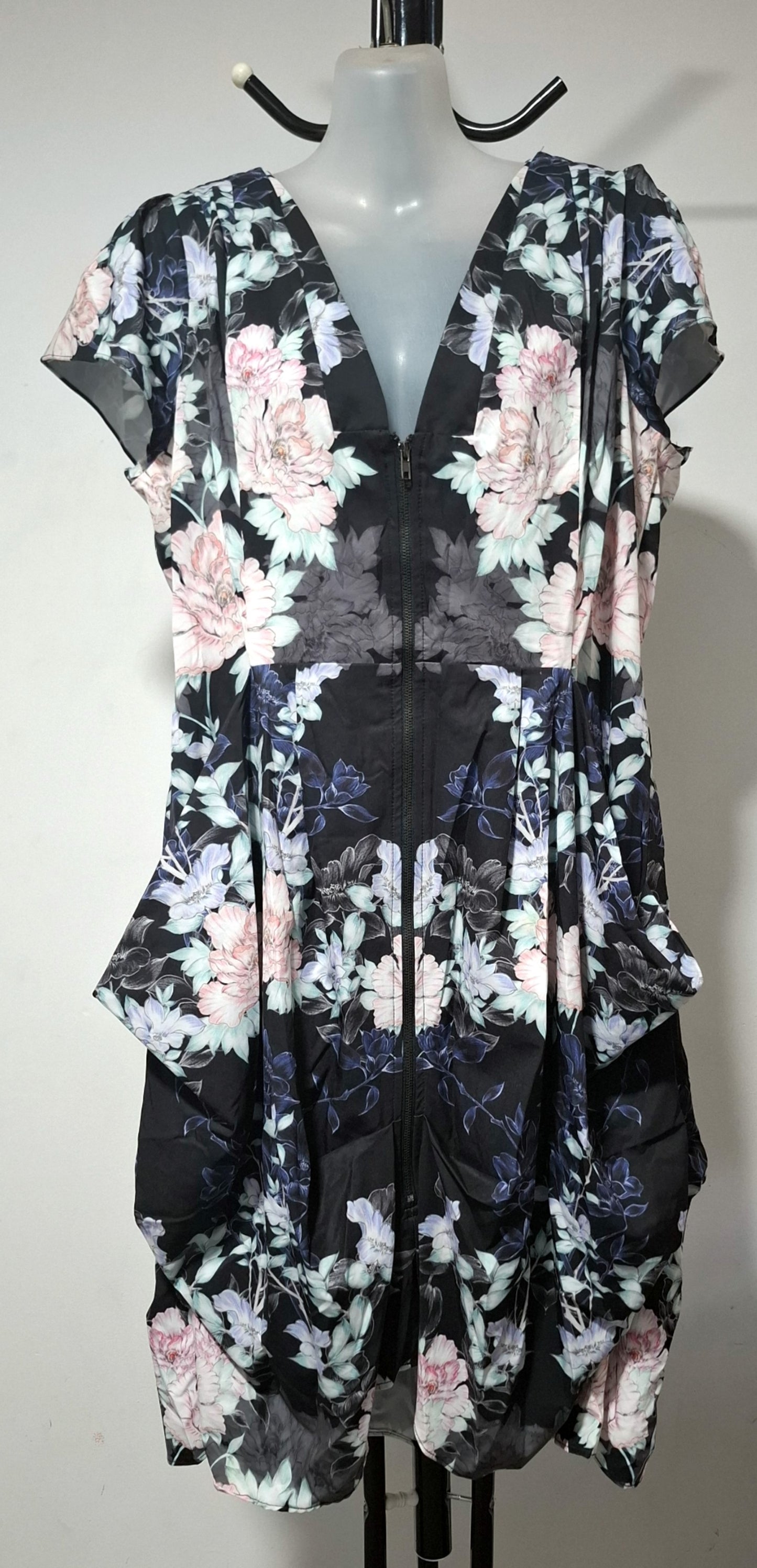 City Chic XS - FLORAL Zip Tunic Dress With Pockets