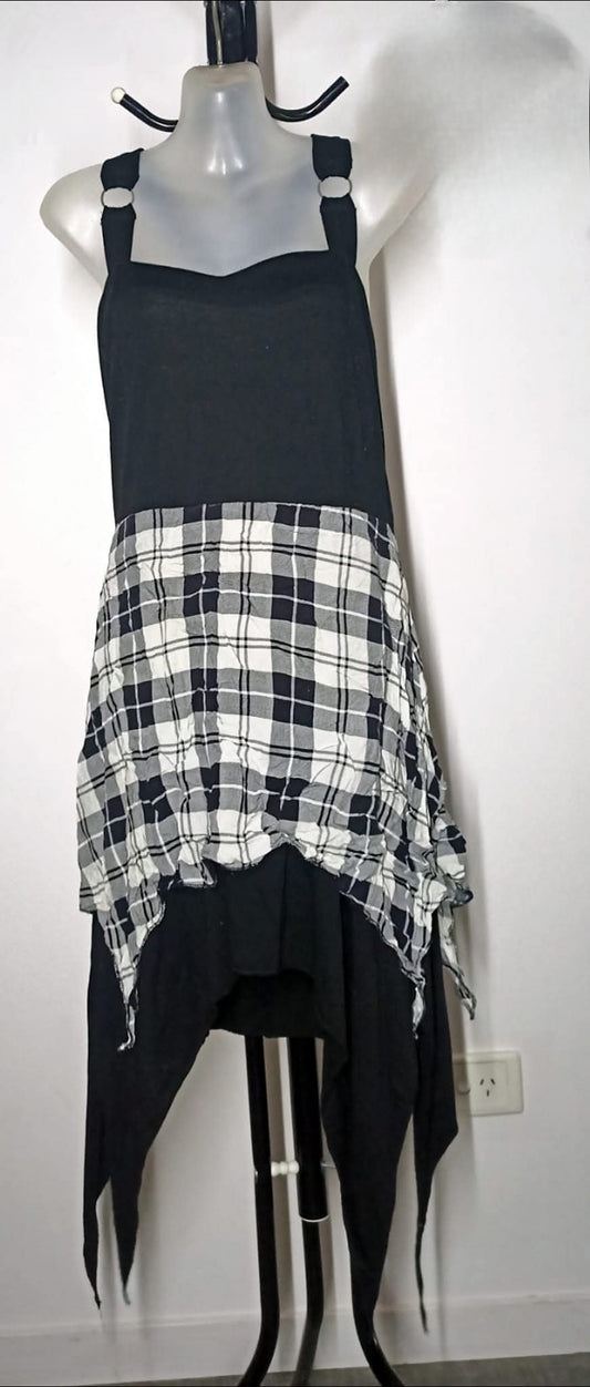Size 16 - Black & White Plaid Hanky Hem Dress