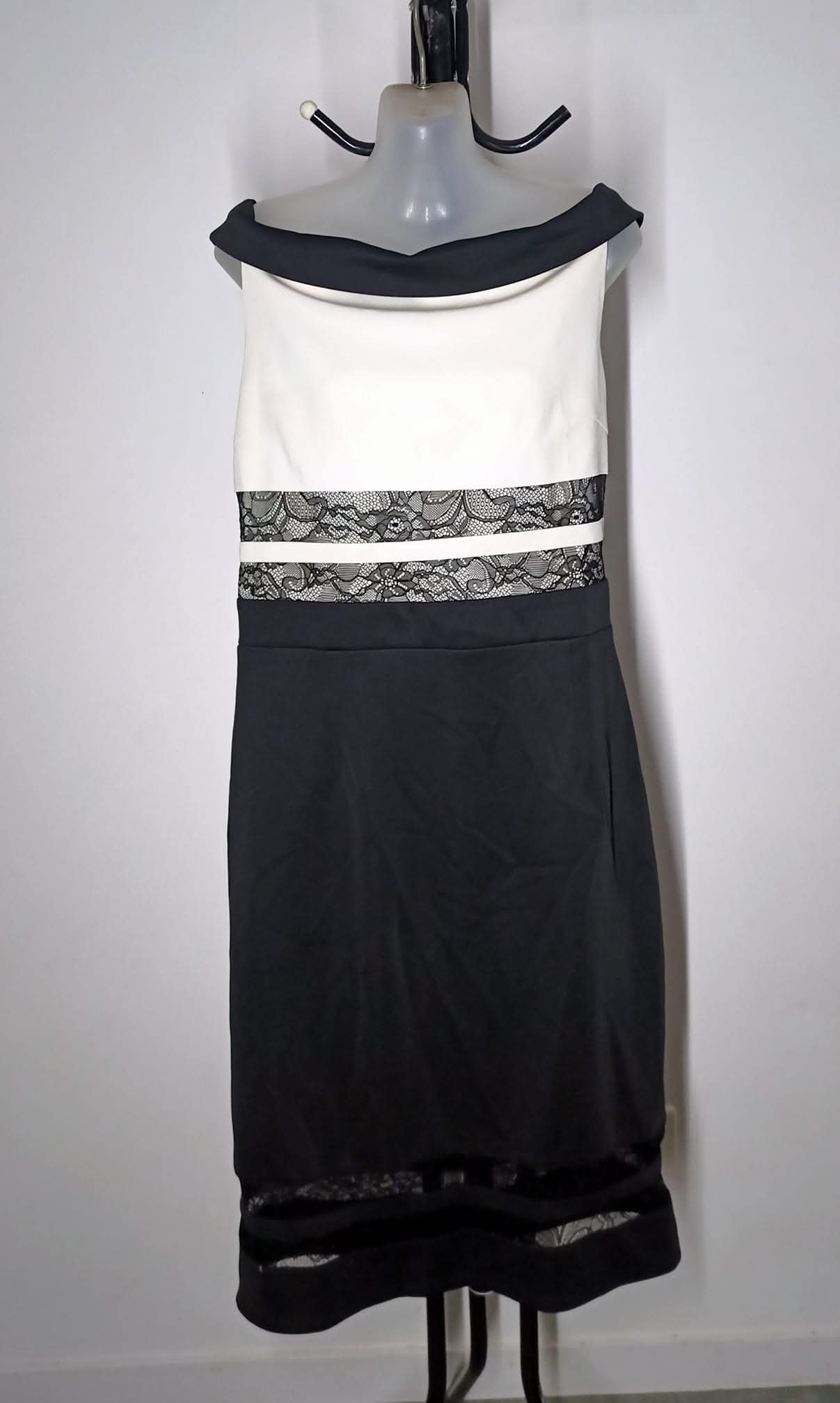Size 18 - Black & White Off Shoulder Lace Dress