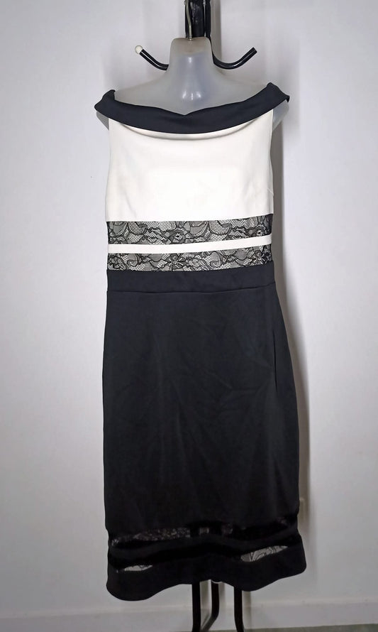 Size 18 - Black & White Off Shoulder Lace Dress