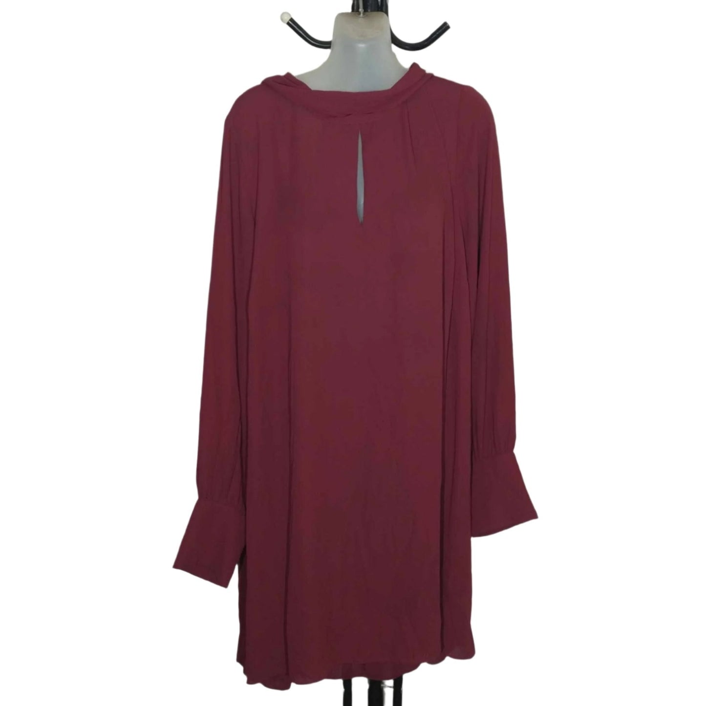 City Chic Medium - MAROON Peekaboo Chiffon Sleeved Dress