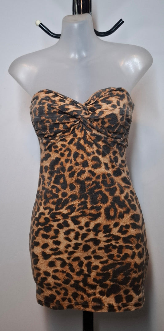 Size 8 - Strapless Leopard Print Dress