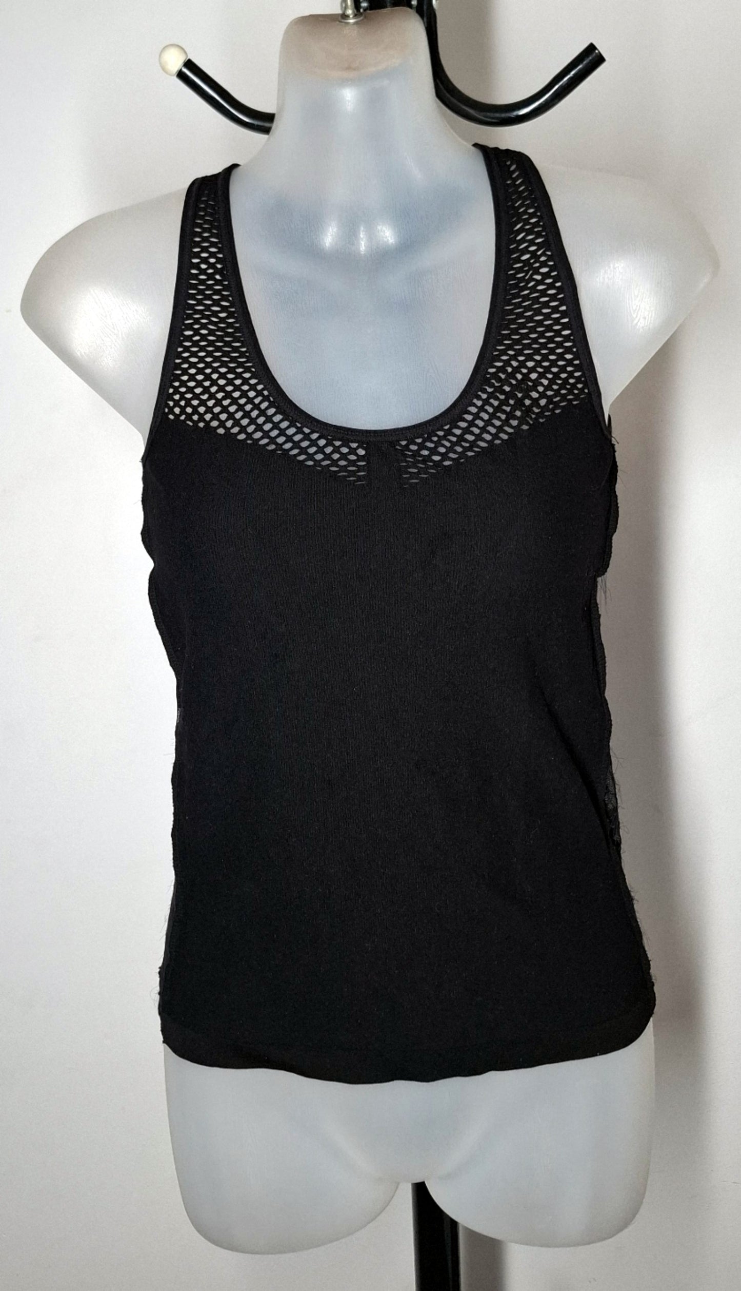 Size 8 - Black Stretchy Net Rose Lace Top