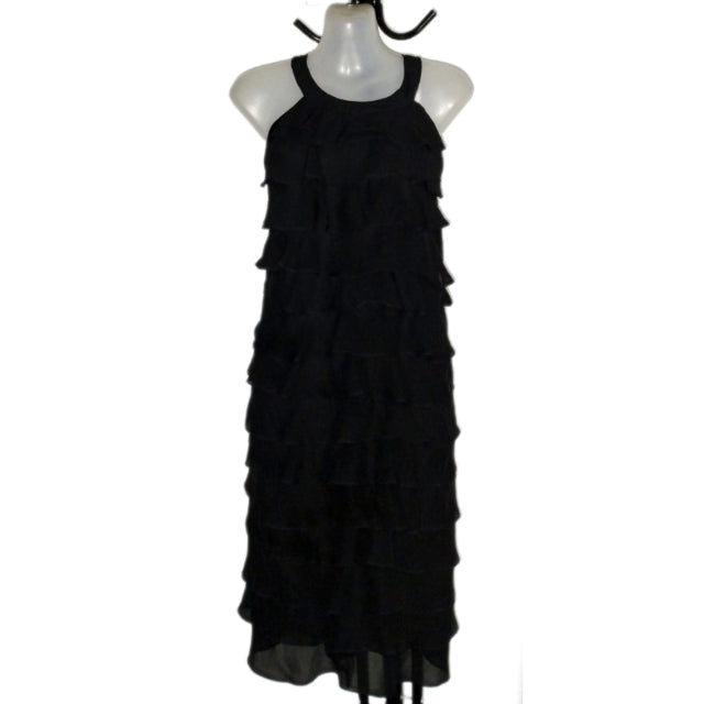 City Chic Large - Black Tiered Frill Halter Neck Dress
