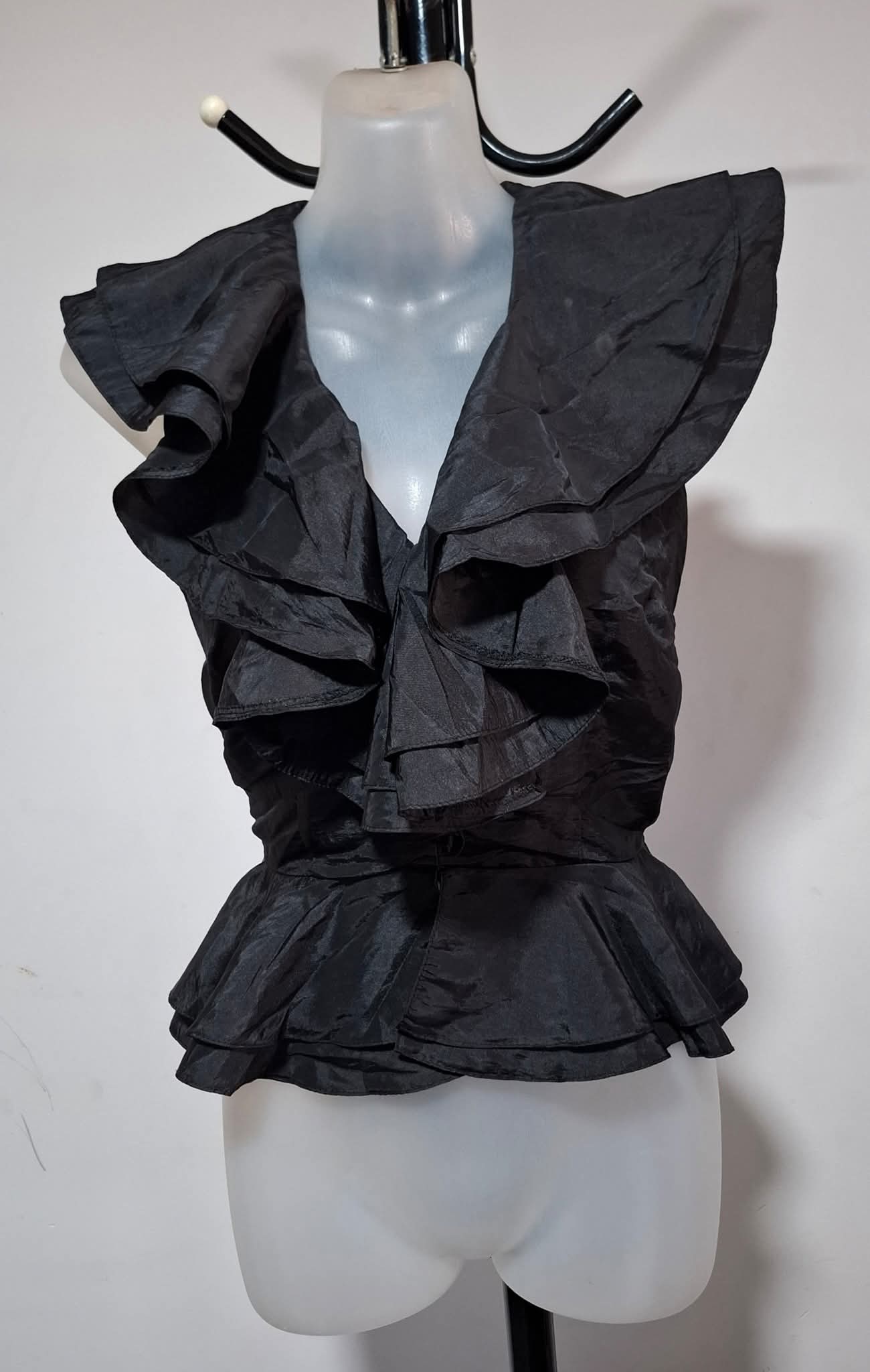 Size 12 - Black Ruffle Halter Peplum Top