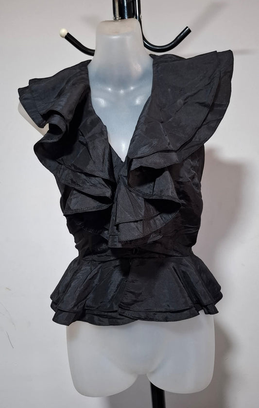 Size 12 - Black Ruffle Halter Peplum Top