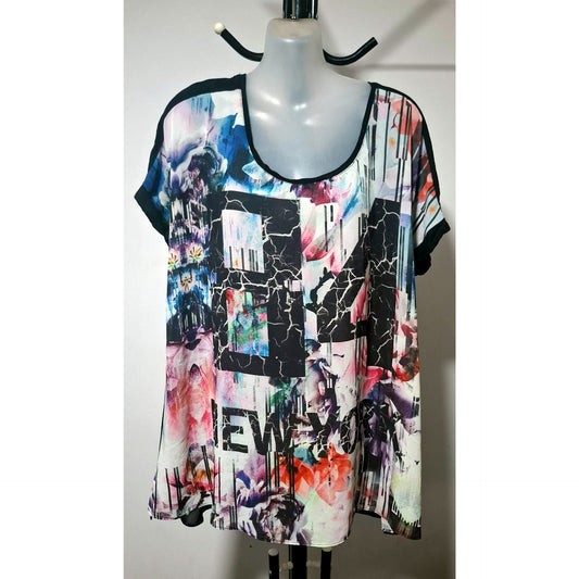 City Chic XS - Lightweight "84 New York" Floral Chiffon Sheer Top