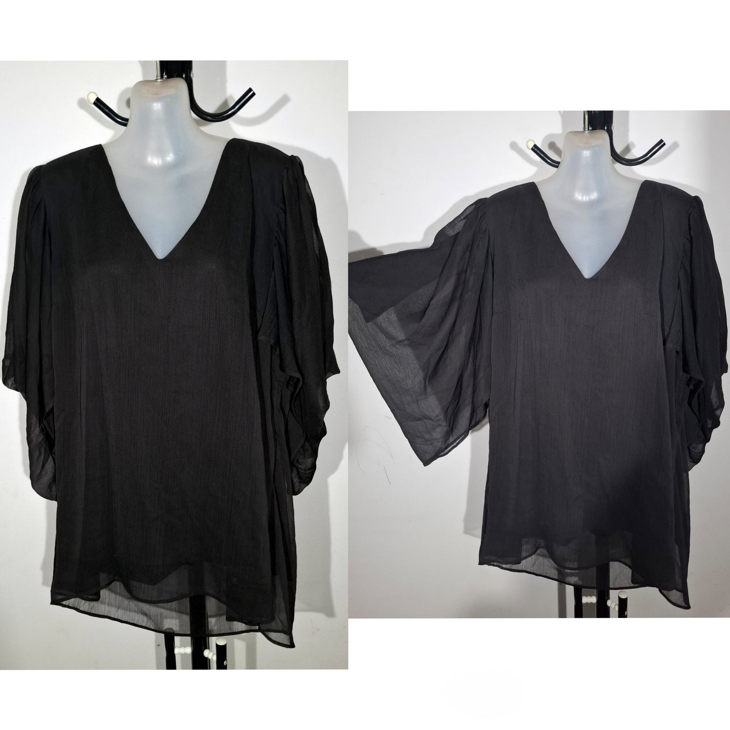 City Chic XS - Black Batwing Sleeve Top