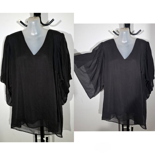 City Chic XS - Black Batwing Sleeve Top