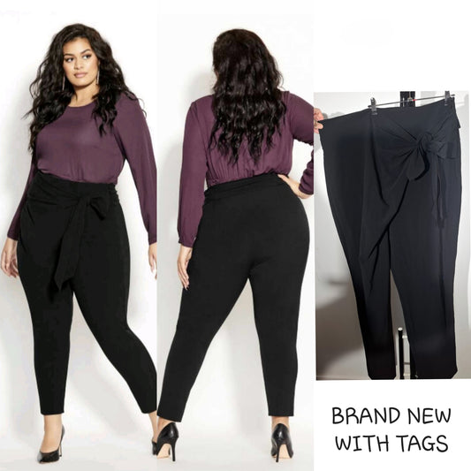 City Chic XS - Black Tie Around Pants - Brand New With Tags