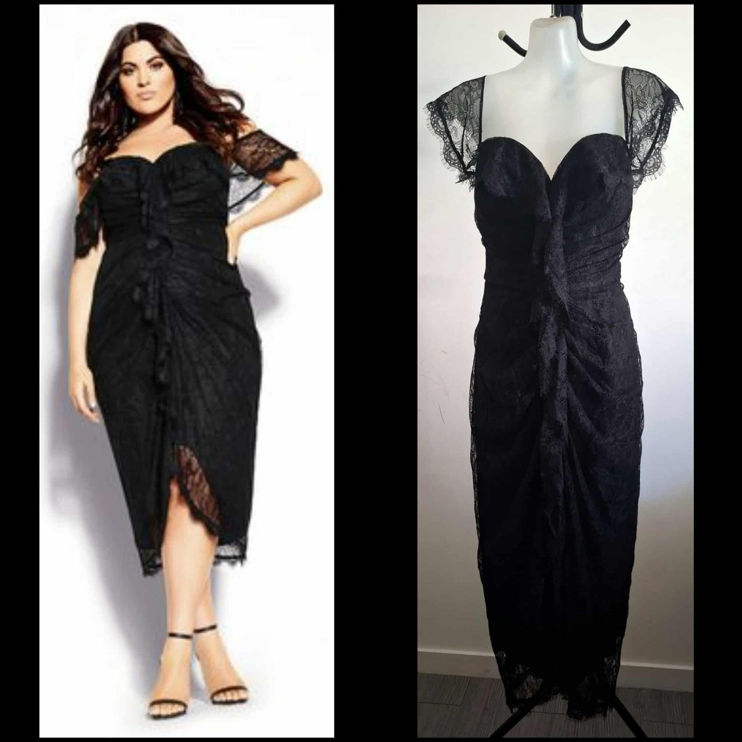 City Chic Small - Black Lace Off Shoulder Dress - Brand New With Tags