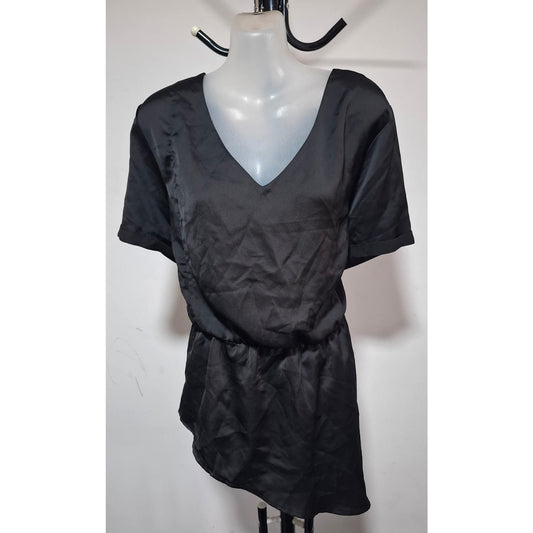 City Chic Medium - Black Asymetrical Peplum Top